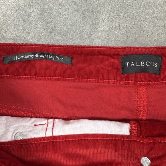 Talbots Pants Corduroy Women's Size 14 Red High-Waist Straight Leg Holiday Work - Picture 5 of 11